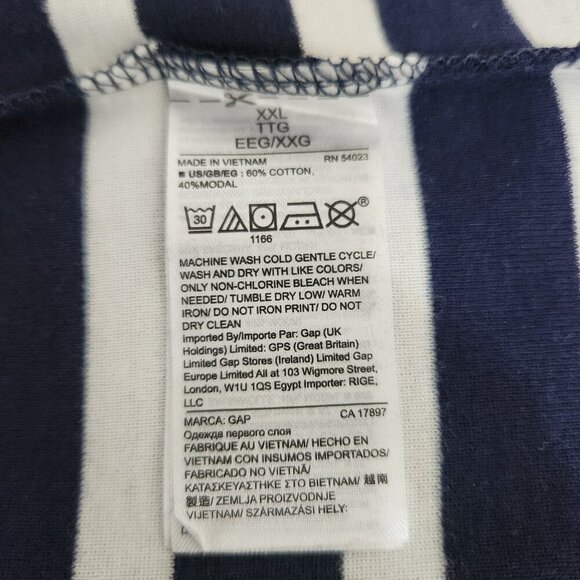 Gap Size XXL Navy White Striped Long Sleeve Stretch Cotton Blend Women's Top NWT - Picture 4 of 4